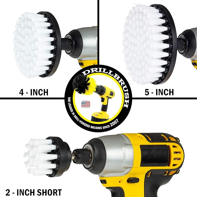 Drill Brush Attachment for Car Detailing & Washing, Wheels, Mats & Rugs | Drillbrush Car Accessories - Carpet and Upholstery Cleaner - Boat and Kayak Hull Accessories - Glass and Fiberglass Cleaner