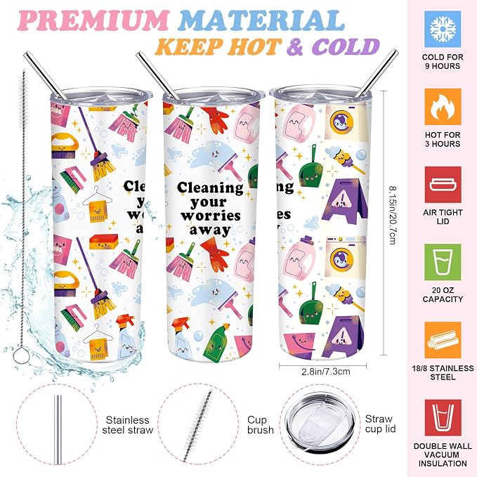 Sieral Housekeeping EVS Week Appreciation Gift, Housekeeper, Pink | Insulated Tumbler 20oz & Large Tote Bag Set for Women Custodian School Healthcare Cleaning Crew House Cleaner Maid Janitor