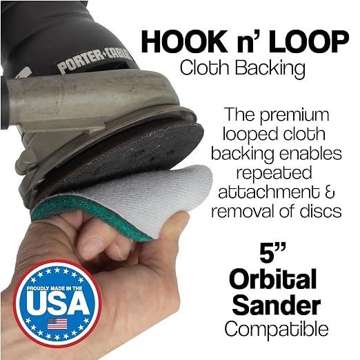 5" Abrasive Pad Hook & Loop Round Non-Woven 240 Grit - 10 Pack (Green)