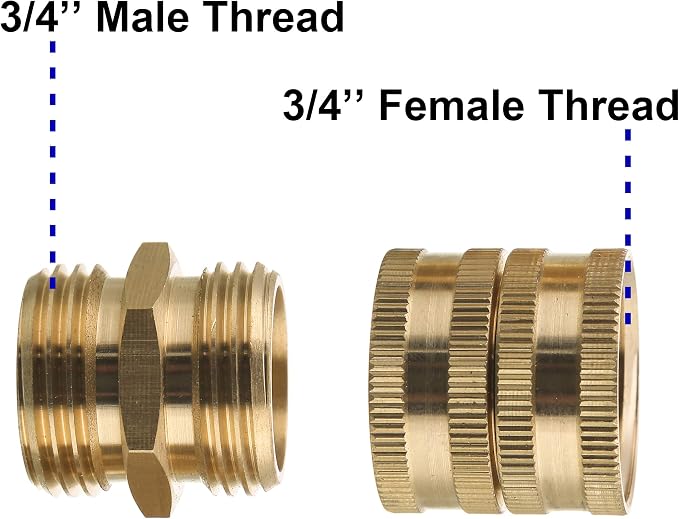 M MINGLE Garden Hose Adapter 3/4”, Male to Male, Female to Female, 4-Pack | Standard 3/4” GHT, Solid Brass Connector, Rust-resistant, Easy to Install, No Leakage, Extra 4 Washers