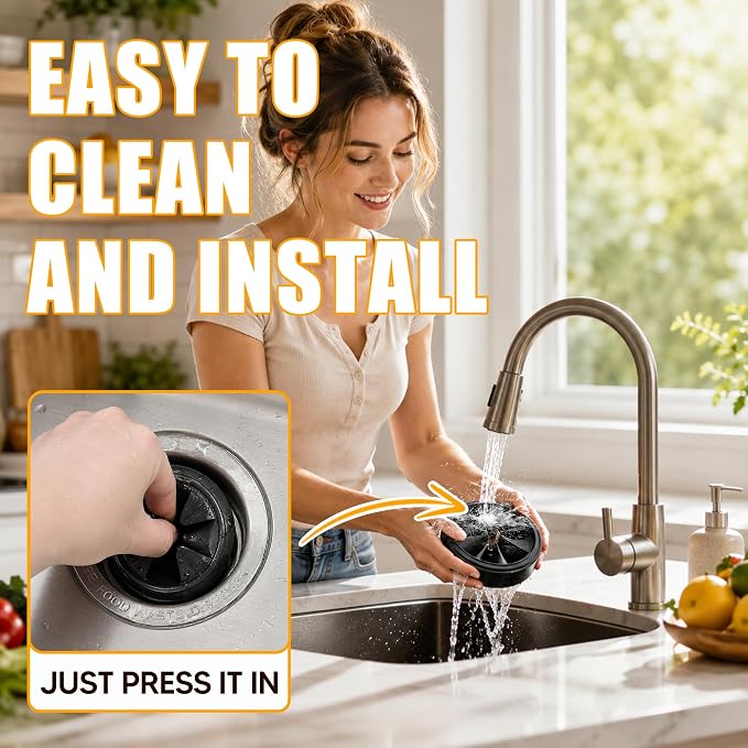 3 3/8" Garbage Disposal Splash Guard Replacement for InSinkErator Evolution | QCB-AM rubber Drain Insert, Sink Baffle, Garbage Disposer Accessories, Upgraded Removable Quiet Collar Drain Plugs, Black
