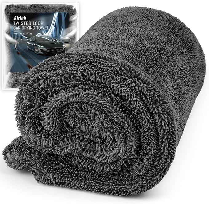 Airlab Microfiber Towels Cars Wash Drying Cleaning Cloth, Dark Grey | Thick Plush Auto Detailing Super Absorbent for Interior & Exterior Lint Free, Streak Free, 24 x 16 Inch, Pack of 1