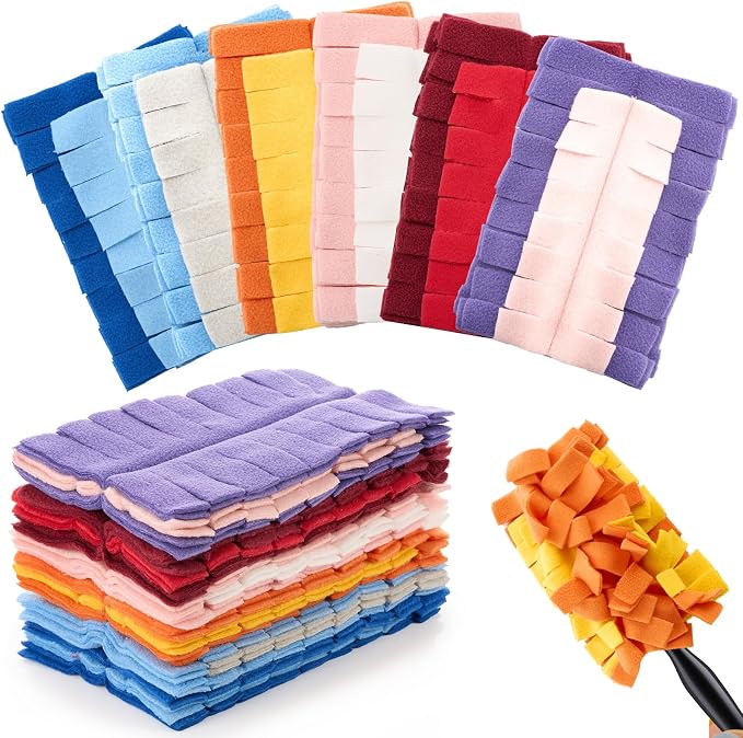 Zubebe 12 Pcs Reusable Duster Refills Fleece,Colorful | Soft Polyester Fiber Flat Duster Refill Multi Surface Washable Cleaning Pad Tools for Home, Blinds, Car, Pet, Furniture, Fans