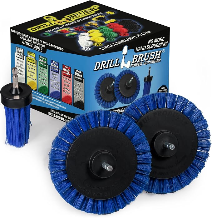 Crevice Cleaning Brush for Electric Drill - Small Power Scrubber for Grout | Drillbrush Boat Detailing Kit for Cordless Drill - Power Swimming Pool Tile Cleaner Brush Set - Spin Scrubber Attachment