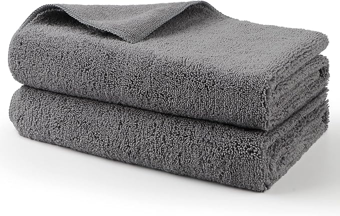 HOMEXCEL Professional Large Microfiber Car Drying Towels 2 Pack, Lint Free, Scratch Free, Highly Absorbent Drying Towel for Cars, SUVs, RVs, Trucks, and Boats,31" x 24",Grey