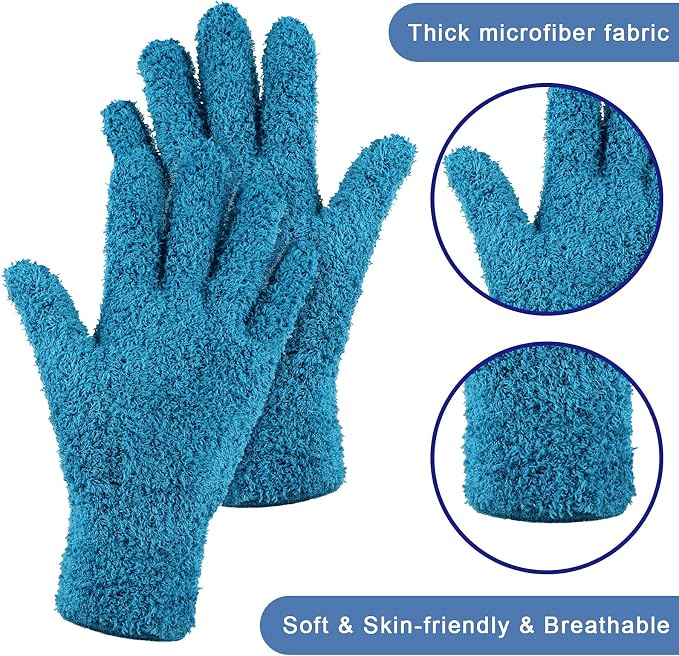 Patelai 3 Pairs Microfiber Dusting Gloves for Plants Leaf, Small | Purple, Rose Red, Black,Plant Cleaning Gloves, Reusable Washable Gloves,House Furniture Blinds Dusting