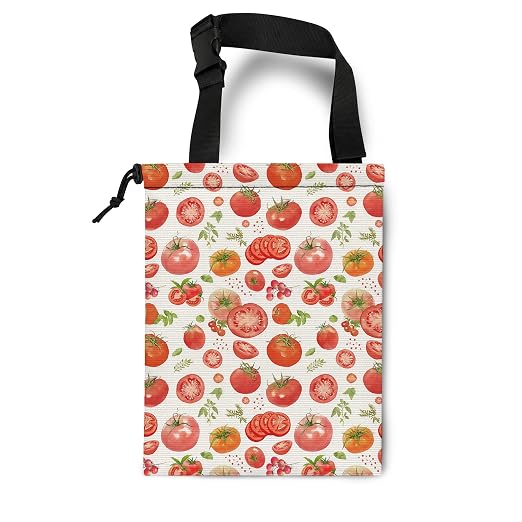 Red Tomato Fruit Car Trash Bag Hanging for Back Seat | Rustic Botanical Canvas Drawstring Car Garbage Bag with Adjustable Buckle Vehicle Trash Can