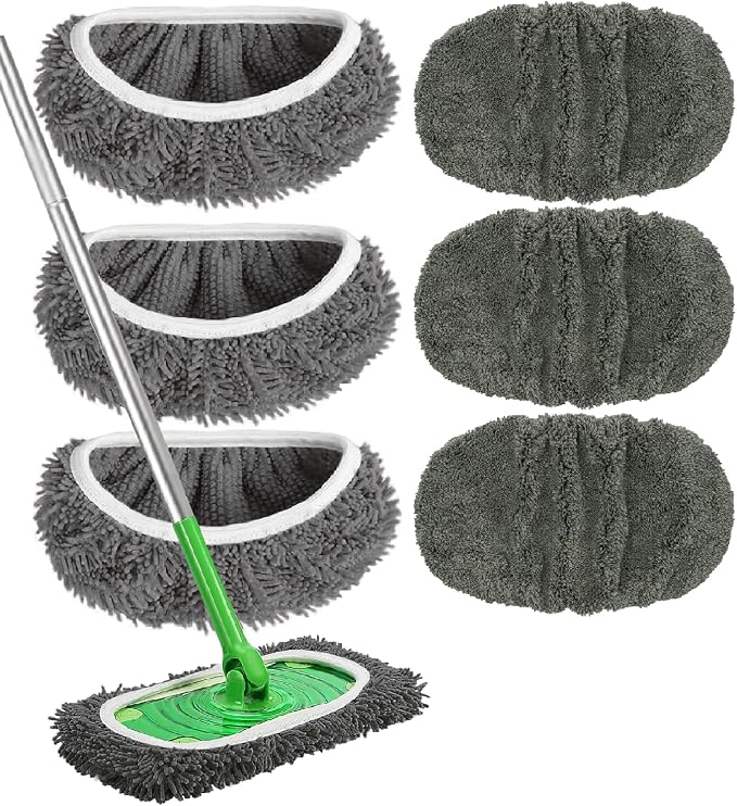 6pcs Reusable Microfiber Mop Pads for Swiffer Sweeper(Mop not Include) | Washable Refills Pads for Wet & Dry Sweeping Cloths Mop Head Replacement for Household Cleaning