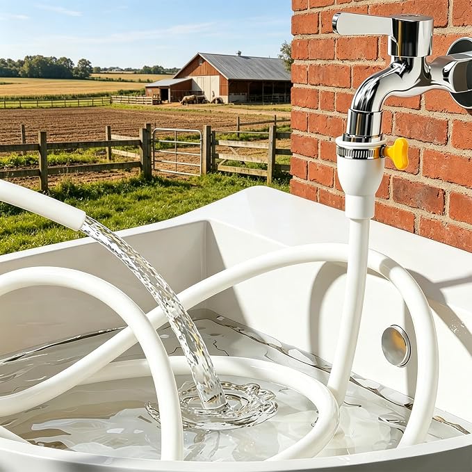 2Pcs 9.8FT Faucet Hose Adapter for Sink-PVC Sink Hose Attachment for Faucet | Extra Long Hose and Faucet Connector with Hose Clamp, Water Transfer Accessory for Indoor & Outdoor Garden Bucket Cleaning