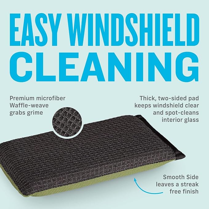 E-Cloth Car Windshield Haze Eraser Sponge, Anti Fog Sponge - 2 Pack | Interior Windshield & Car Window Cleaner Tool, Keeps Mirrors Clean, No Sprays Needed, Cleaning Supplies, Streak Free Finish