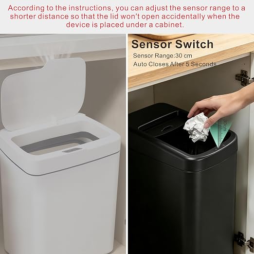 Stainless Steel Touchless Kitchen Trash Can with Motion Sensor, 8-Gallon | Roll-Top Lid, Adjustable Sensing Distance, Odor Sealing, Auto-Close in 5 Sec, Hands-Free Operation