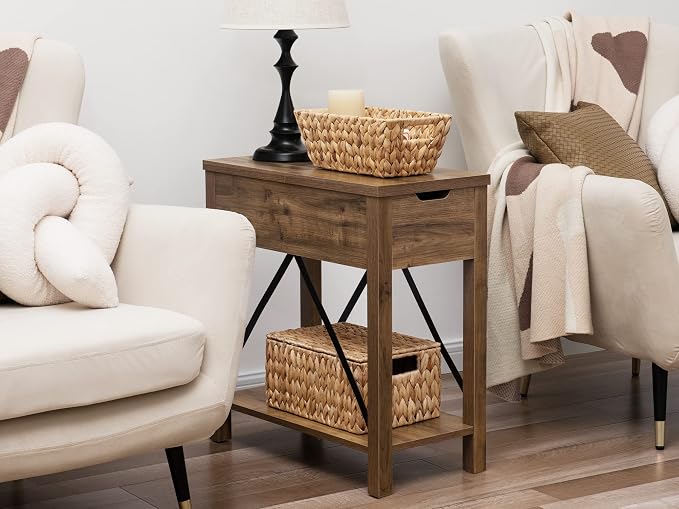 StorageWorks Wicker Basket with Lid, Storage Baskets with Lids, Hyacinth | Woven Baskets with Lids for Shelves, Wicker Storage Baskets with Lids, Lidded Baskets for Organizing, Meidum, 1 Pack