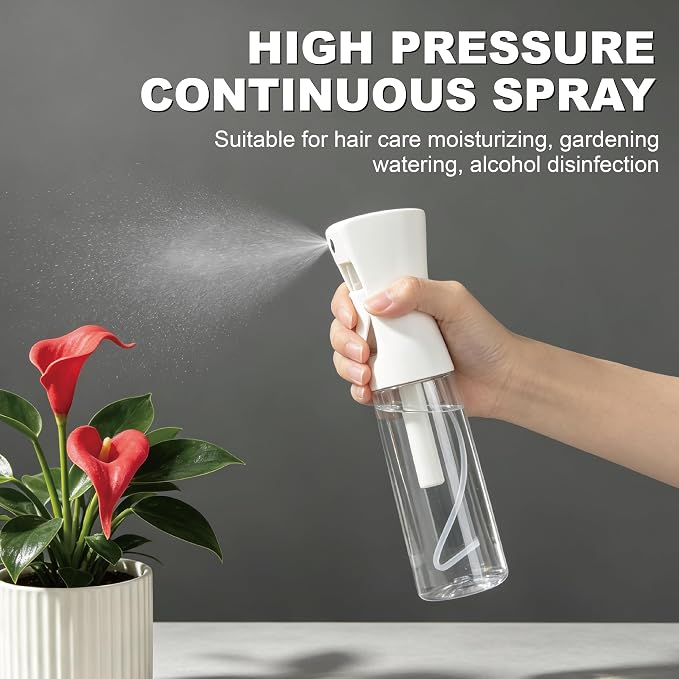 5 Pack Continuous Spray Bottles - Fine Mist Sprayer for Plants, Hair, Pets | Water Spray Bottle, Plant Mister, Spritz Bottle (6.8 OZ, White)