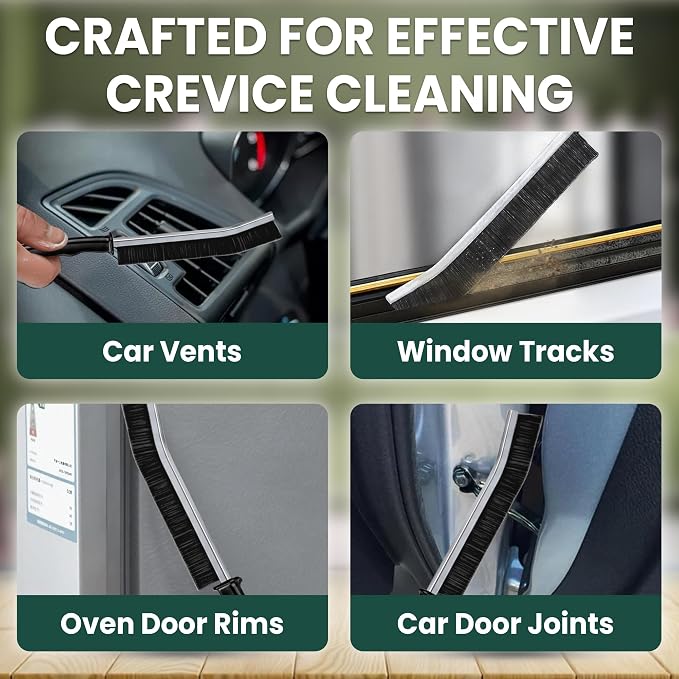 Crevice Cleaning Brush Set – 3Pcs Hard Bristle Cleaning Tools for Grout, Tile Floors, Gaps & Narrow Spaces – Small Grout Scrub Brush for Cleaning Bathroom, Shower, Window Tracks, Kitchen | Grout Scrub Brush for Tile Floors, Bathroom, Shower, Window Tra...