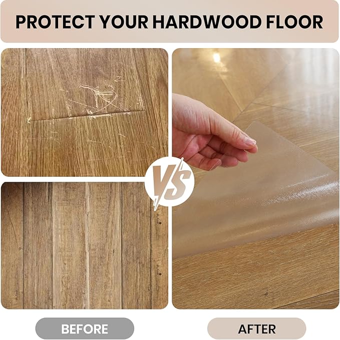 Clear Office Chair Mat for Hardwood Floor, 48 x 72 in Desk Floor Protector | Heavy Duty Plastic Floor Mat, Smooth Rolling, Easy to Clean, Protects Wood & Tile Floors, Ideal for Computer & Gaming Chairs
