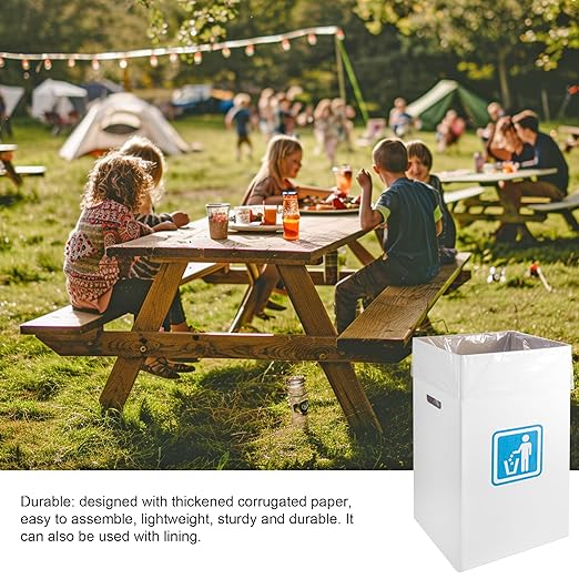 40 Gallon Cardboard Trash cans for Events (Pack of 10)， with 20 Liners Included，Be applicableOutdoor Events pop up Trash cans for Parties，Reusable Portable Garbage Can，in-Home Recycling Bins