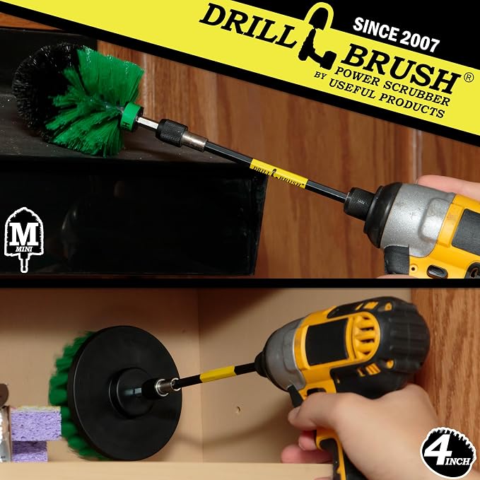 Drill Brush Kitchen Accessories - Oven Scrubber Brush Set - Household Brush | Kitchen Cleaning Extension Kit - Kitchen Sink Hard Water Remover - Kitchen Cleaning Supplies - Countertop Cleaning Brush