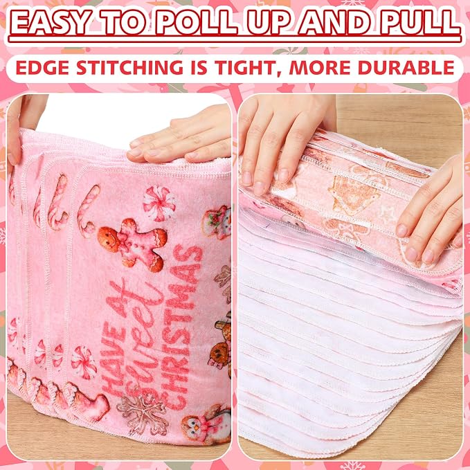 Reusable Kitchen Cloths Cotton Towel, 36 Pack, Pink Gingerbread | Washable 9.84x11.81in, Paperless Towel Rolls Bulk, Cleaning Cloth Napkins for Dishes