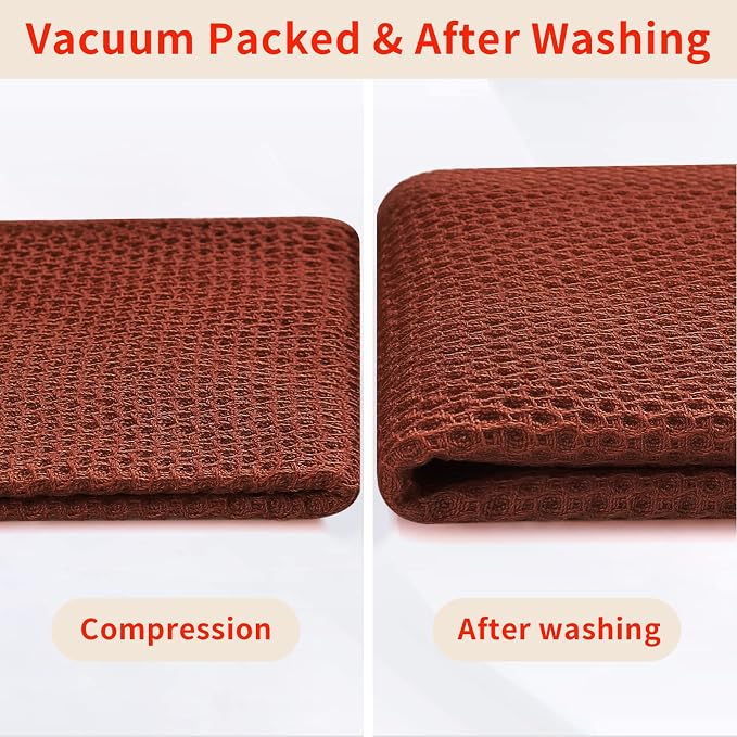 Homaxy 100% Cotton Waffle Weave Kitchen Dish Cloths 12-Pack, Rust | 12 x 12 Inches, Ultra Soft Absorbent Dish Towels, Quick Drying Dish Rags with Hanging Loop
