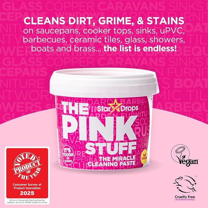 Stardrops The Pink Stuff Miracle Cleaning Paste & Sqeezy Scrubber Bundle | Powerful Cleaning Paste Sqeezy Scrubber Adapts to Every Cleaning Task