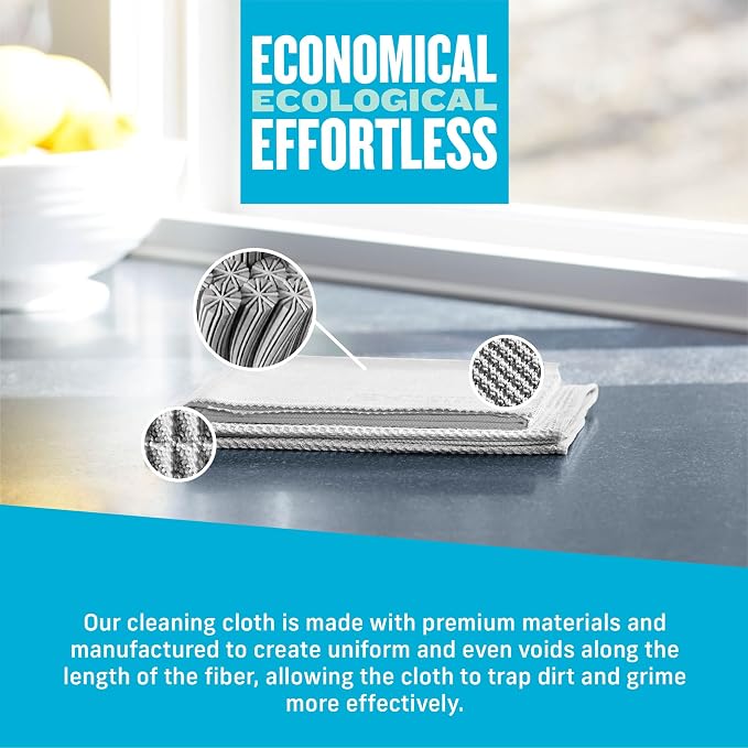 E-Cloth Window and Glass Cleaner Kit, Just Add Water - 2 Kits | Chemical-Free Cleaning - Reusable & Machine Washable Towel, Versatile Use for Mirrors, Cars, & Lenses, Recycled, Colorless