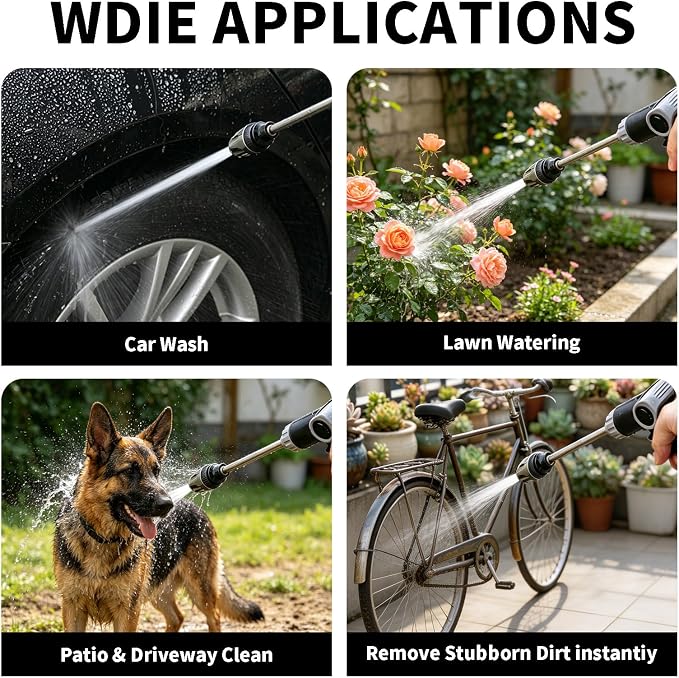 Garden Hose Nozzle High Pressure,360 Rotating Water Sprayer with 3 Spray Modes,Turn Any Hose into a High Pressure Water Cleaning,Heavy Duty Hose Attachment for Car Washing,Patio,Yard,Garden Cleaning