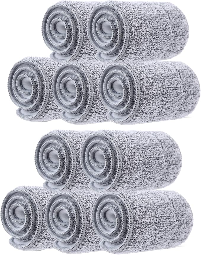 10 Pack 13 * 4.9" Generic Mop Pads Mop Head Refill Washable Wet/Dry Mops Flat Compatible with JOYMOOP Most 11-13" Hook and Loop (Velcro) Flat Mops.System Floor Care System (10 Pack 13 * 4.9")