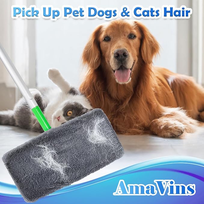 AmaVins 8 Pack Reusable Microfiber Mop Pads for Swiffer Sweeper Mop, Washable Dry & Wet Floor Cleaning Cloths for Hardwood Tile Laminate Floors, Eco-Friendly Replacement Pads (Mop Not Included)