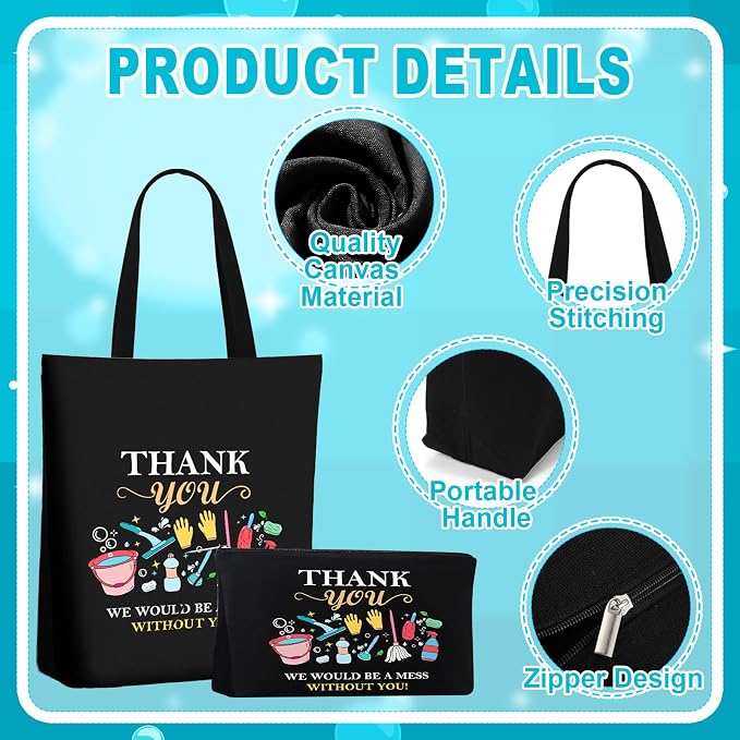 5 Pcs Housekeeping Appreciation Gifts for Women Housekeeping Week Gifts | 20oz Tumbler Mug Canvas Bag Cosmetic Bag Keychains Badge Holder Housekeeping Week Gifts for Cleaning Lady Housekeepers