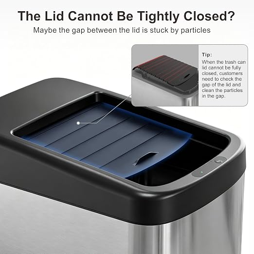 Stainless Steel Touchless Kitchen Trash Can with Motion Sensor, 8-Gallon | Roll-Top Lid, Adjustable Sensing Distance, Odor Sealing, Auto-Close in 5 Sec, Hands-Free Operation
