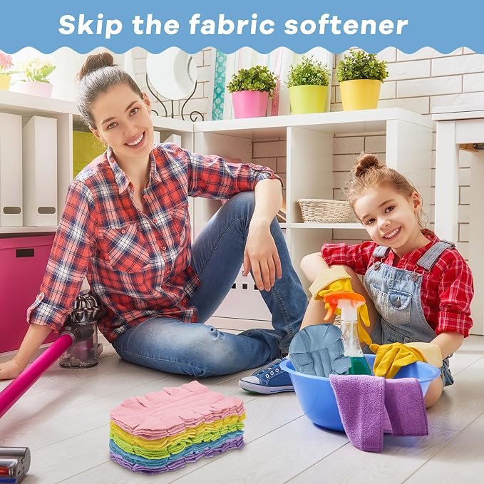 Zubebe 20 Pcs Reusable Duster Refills Fleece,Rainbow Colors | Soft Polyester Fiber Flat Duster Refill Multi Surface Washable Cleaning Pad Tools for Home, Blinds, Car, Pet, Furniture, Fans