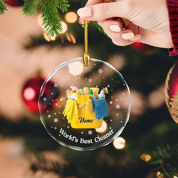 Personalized Cleaning Tools Ornament, Custom Housekeeping Christmas Tree Decoration, Holiday Keepsake Gift for Cleaners, Janitors, Pressure Washers, Housekeepers, Maids and Cleaning Lovers (Clean 1)