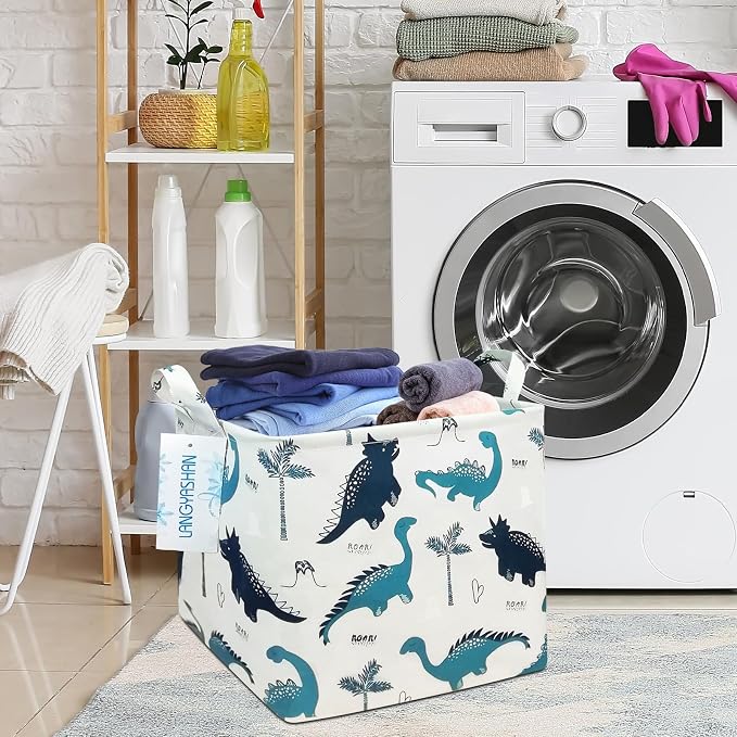 Square Storage Baskets Children Shelves Gift Toy Organizer Room Dinosaur | Laundry Hamper Collapse Canvas with Handles for Organizing Home Kitchen Children Toys Office Closet Shelf