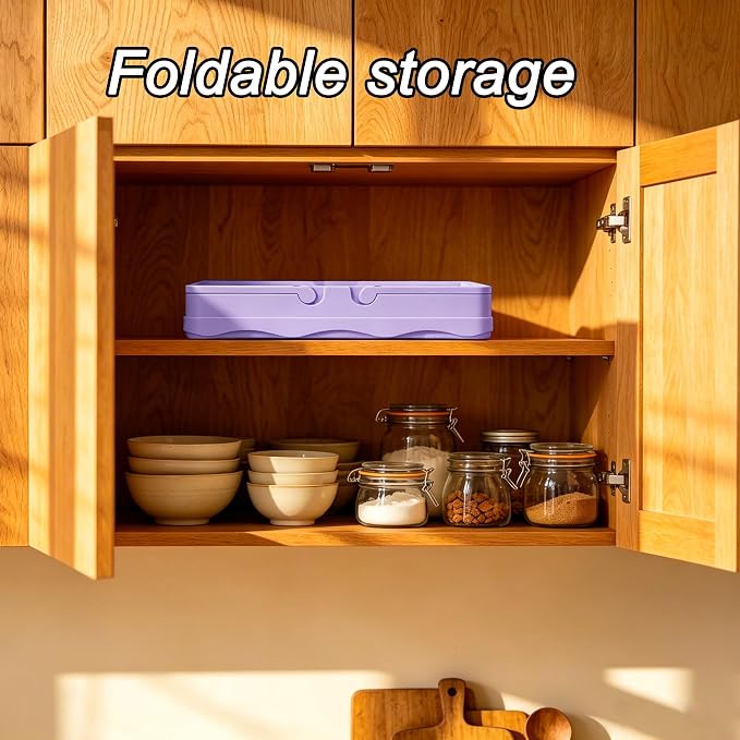 Foldable Small Plastic Baskets with Lids and Handles for Organizing,Collapsible Storage Crates, Stackable Bins for Home Kitchen Bedroom Bathroom Office (Purple, 12 * 8 * 7)