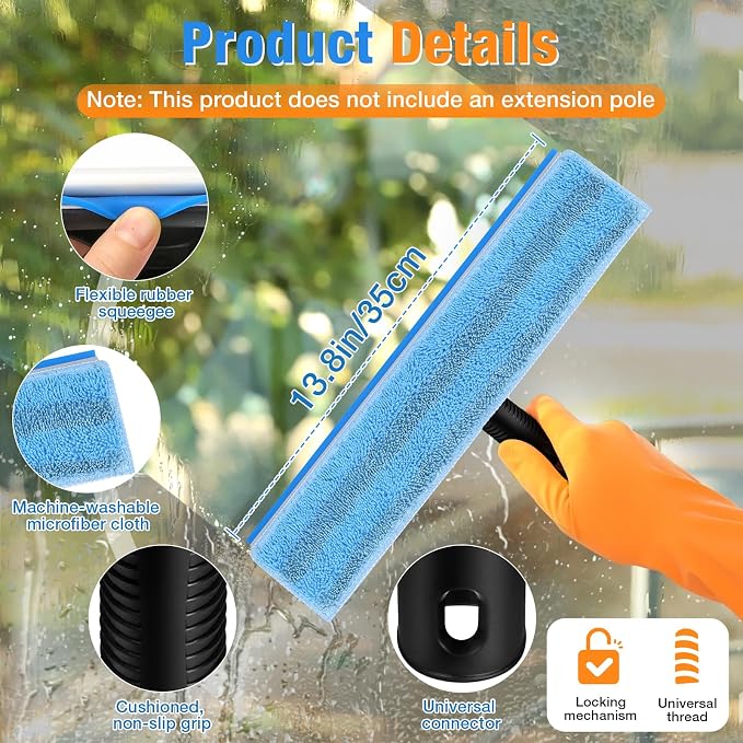 SBONNE Window Squeegee for Home Window Cleaning | Squeegee & Microfiber Window Scrubber,2-in-1 Window Cleaner Tool for Shower Glass Door,Mirror,Car Window,Bathroom