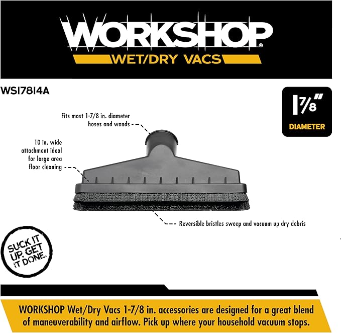 WORKSHOP Wet/Dry Vacs WS17814A 1-7/8-in. Floor Brush Vacuum Attachment