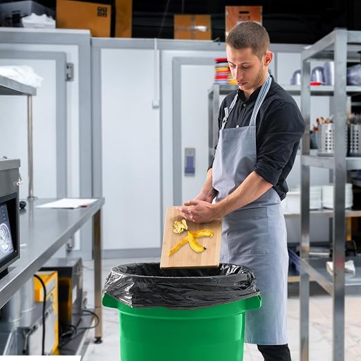 PRO&Family 32 Gallon Green Round Commercial Trash Can/Ingredient Bin Recycling Bin Kitchen Garbage Can Office Garbage Can Trash Barrel Plastic Barrel Yard Waste Bin Outdoor Trashcan