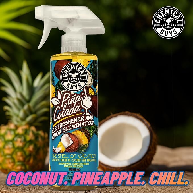 Chemical Guys Pina Colada Air Freshener and Odor Eliminator, 16 fl oz | Great for cars, trucks, SUVs, RVs, home, office, dorm room and more, concentrated scent oils, fine mist