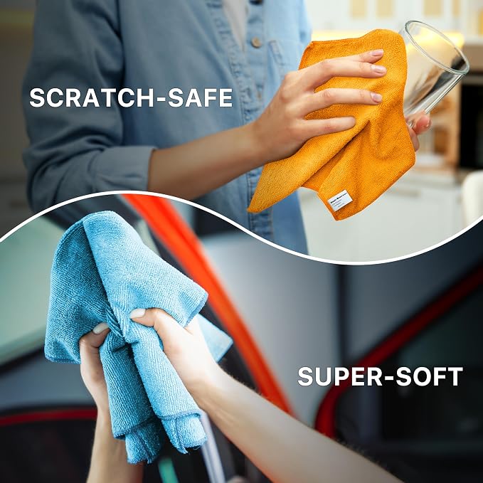 Simple Houseware 12" x 12" Microfiber Cleaning Cloth 50 Pack, 4 Colors