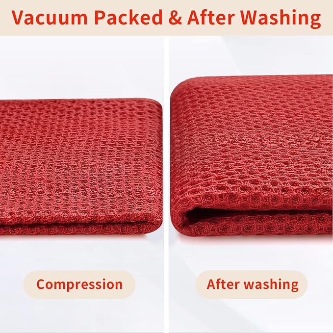 Homaxy 100% Cotton Waffle Weave Kitchen Dish Cloths 24-Pack, Brick Red | 12 x 12 Inches, Ultra Soft Absorbent Dish Towels, Quick Drying Dish Rags with Hanging Loop