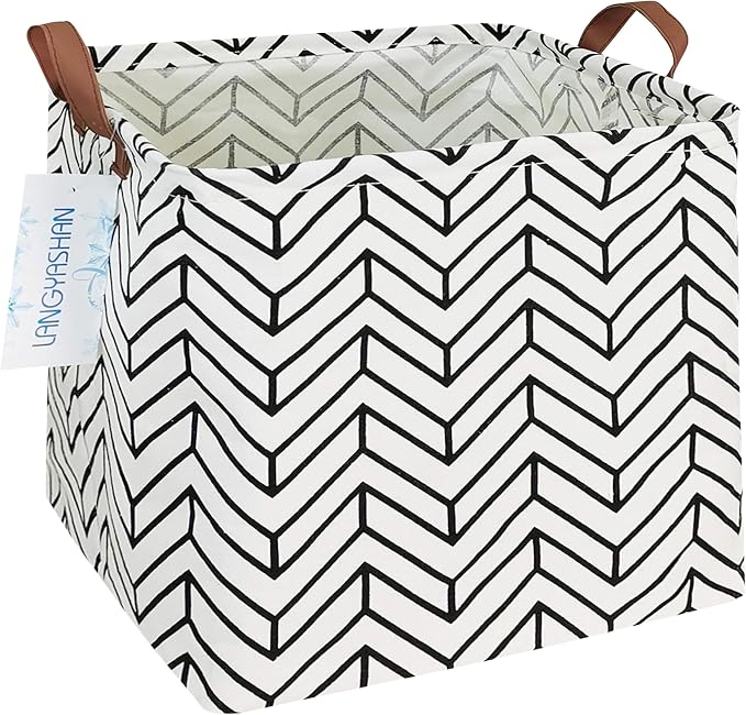 Square Storage Baskets Children Shelves Gift Toy Organizer Room Geometric | Laundry Hamper Collapse Canvas with Handles for Organizing Home Kitchen Children Toys Office Closet Shelf