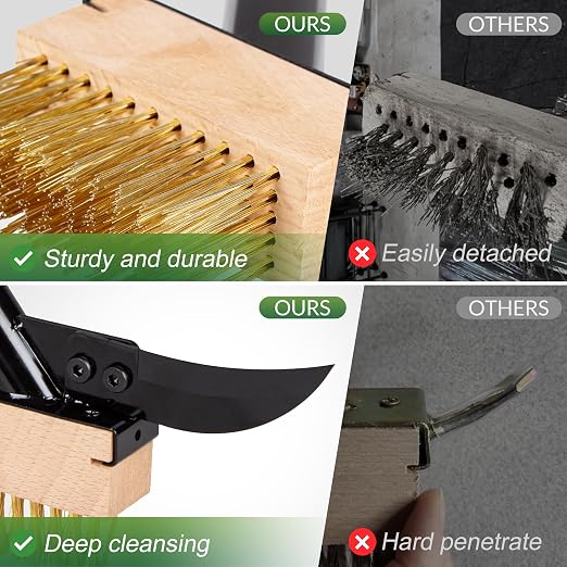 Walensee 66.5in Adjustable 3-in-1 Crack Weeder & Moss Remover Brush Tool | Adjustable Long Handle, 2 Replaceable Brush Heads & Scraper, Cleans Deck Patio Walkway Crevices, Efficient Moss & Weed Puller