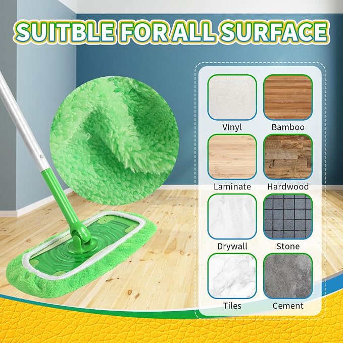 AmaVins Reusable Microfiber Mop Pads Compatible with Swiffer Sweeper Mop, Wet and Dry Flat Swiffer mop Cover, 5 Pack Washable Swiffer Pads for Surface/Hardwood Floor Cleaning (Mop is Not Included)