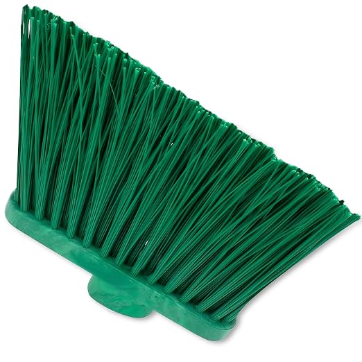 SPARTA Plastic Broom Head, Angled, Un-Flagged for Large Debris Indoor, Outdoor, Home, Restaurant, Lobby, Office, 12 Inches, Green