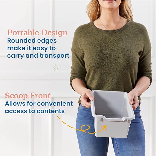 ECR4Kids Scoop Front Storage Bin, Multipurpose Organization, Contemporary, 5-Piece | Durable plastic, GREENGUARD Gold Certified, 1.2 gallon capacity, lightweight & nestable, built-in handle, classroom/home use