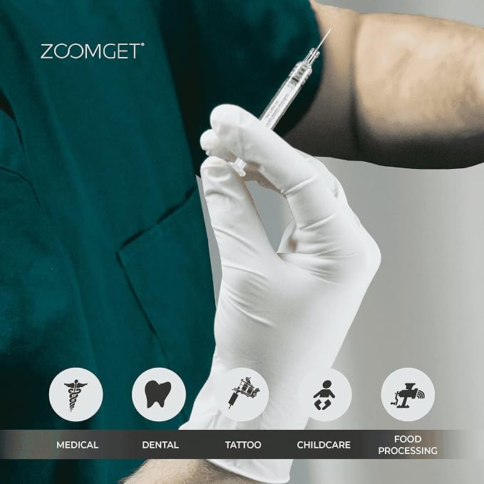 AMMEX White Latex Disposable Exam-Grade Gloves, 4 Mil, Powder-Free, Food-Safe, Lightly-Textured, Non-Sterile