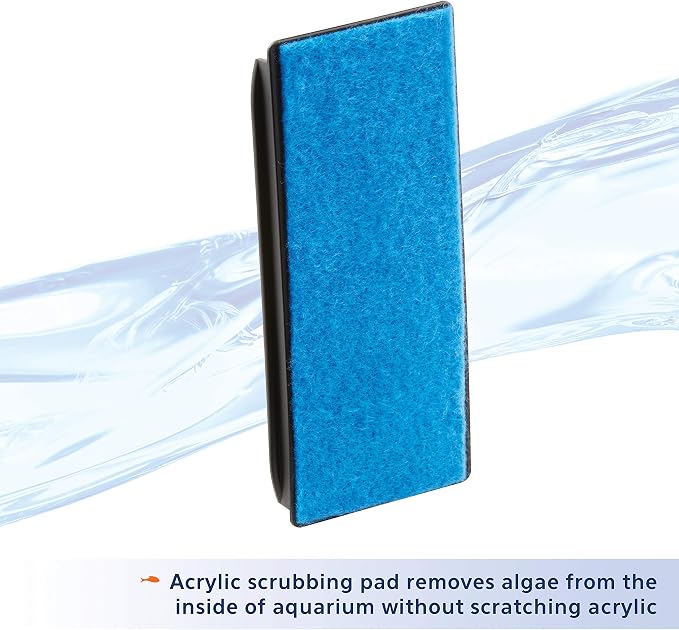 Aqueon Aquarium Algae Scraper, Fish Tank Cleaning Magnets for Glass/Acrylic, Small, Black | Magnetic aquarium glass cleaner for glass or acrylic, curved pad cleans flat and curved surfaces