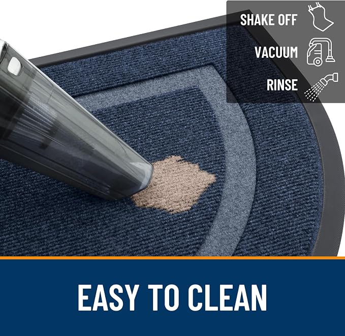 OLANLY Half Circle Front Door Mat Outside 71x47 All-Season Rubber Doormat | Blue, Absorbent, Heavy-Duty, Stain and Fade Resistant, Waterproof Non-Slip Backing, Low-Profile Indoor Outdoor Entryway Mat