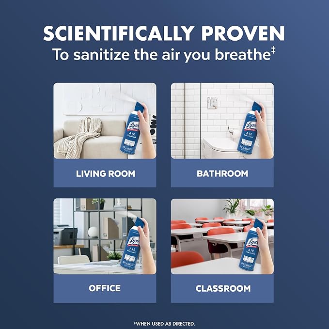 Lysol Air Sanitizer Spray with Bacterial Odor Eliminator for Home & Office, Sanitizing Air Spray, Air Freshener Alternative, White Linen Scent, 10 oz (Pack of 6)