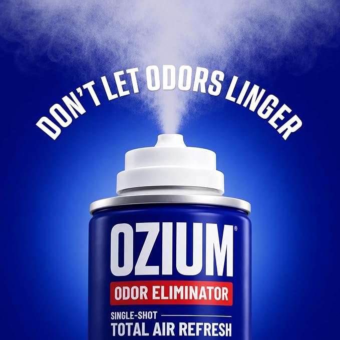 Ozium Air Sanitizer, 2 Oz. Single-Shot Odor Eliminator | Anywhere Odor Eliminator, Single Shot Total Air Refresh & Car Air Freshener, Carbon Black, 4 Pack